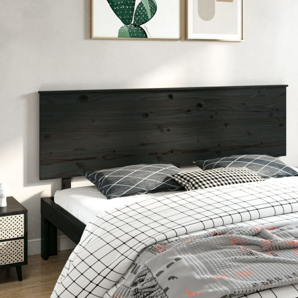 Cabeceira de cama em madeira maciça de pinho preto 204x6x82,5 cm D
