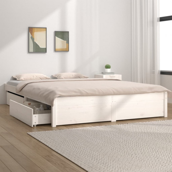 Estructura de cama con cajones doble blanco 135x190 cm D