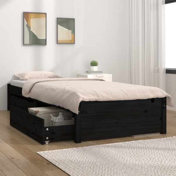 Estructura de cama con cajones negro 90x200 cm D
