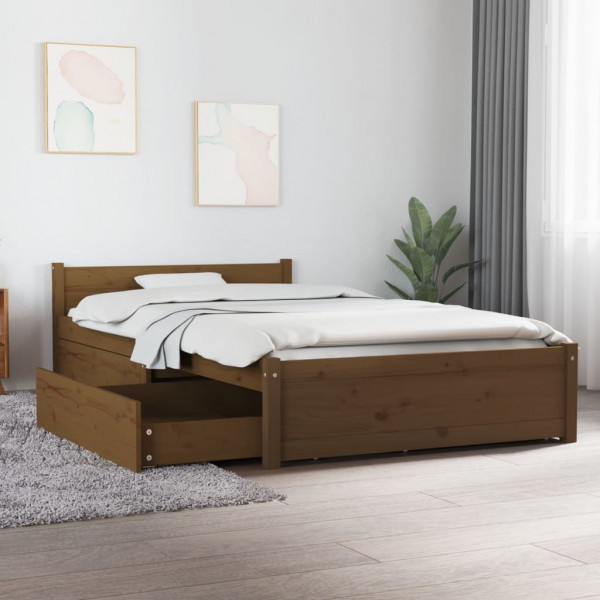 Estructura de cama con cajones marrón miel 90x200 cm D