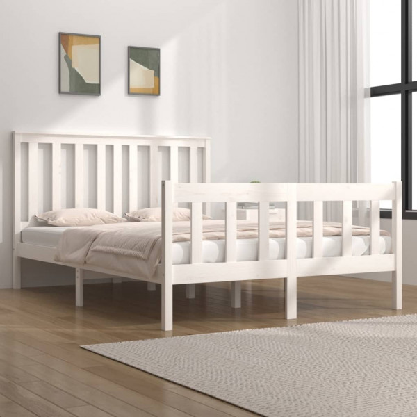 Estructura de cama madera de pino doble blanca 135x190 cm D