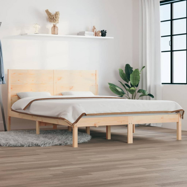 Estructura de cama doble madera maciza 135x190 cm D
