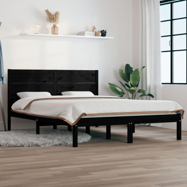 Estrutura de cama em madeira maciça de pinho preto 120x200 cm D