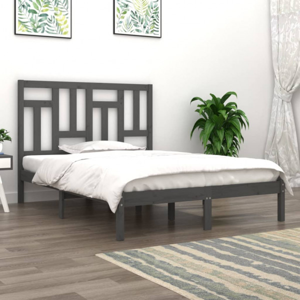 Estrutura de cama em madeira de pinho maciça cinza king size 150x200 cm D