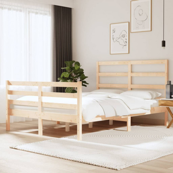 Estructura de cama matrimonial madera maciza de pino 120x190 cm D