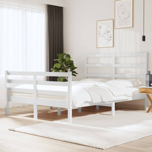 Estrutura de cama matrimonial madeira de pinho branco 120x190 cm D