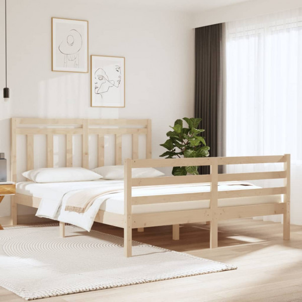 Estructura de cama de madera maciza king size 150x200 cm D