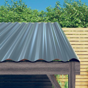 Paneles de tejado 12 unidades acero recubierto gris 60x36 cm D