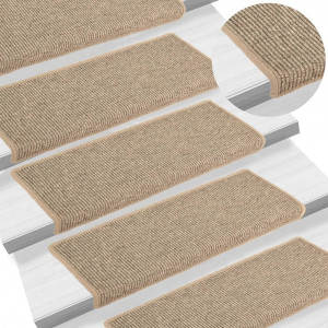 Alfombrilla autoadhesiva escalera 15 uds beige oscuro 65x21x4cm D