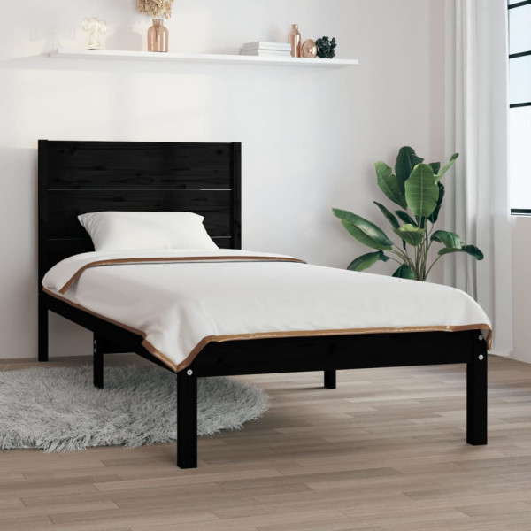 Estructura de cama madera maciza negro 75x190 cm D