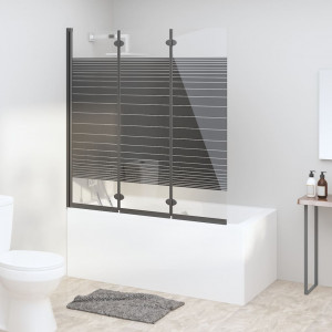Mampara de ducha plegable de 3 paneles ESG negro 130x130 cm D