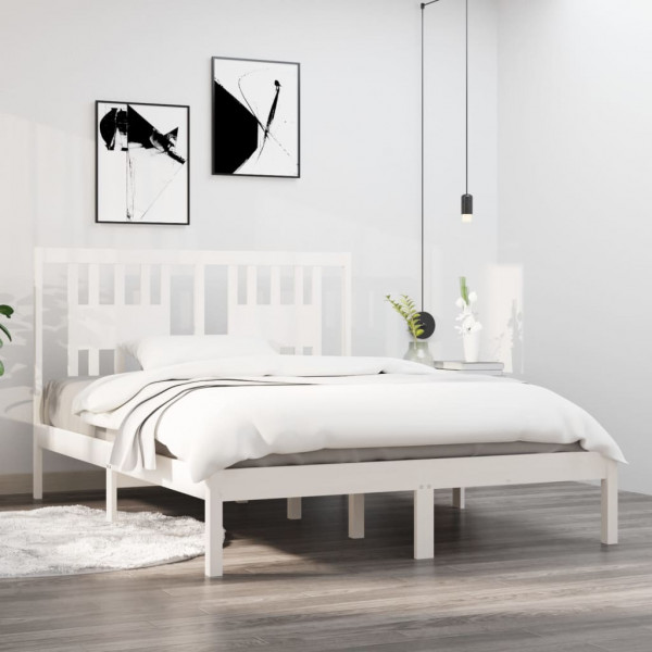 Estructura cama madera maciza blanco 120x190 cm D