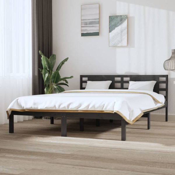 Estrutura de cama em madeira de pinho maciça cinza 120x200 cm D