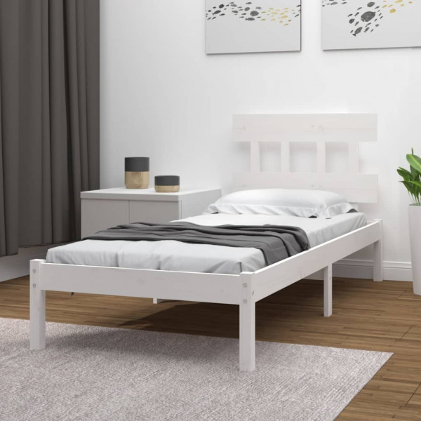 Estrutura de cama madeira maciça de pinho branco 100x200 cm D