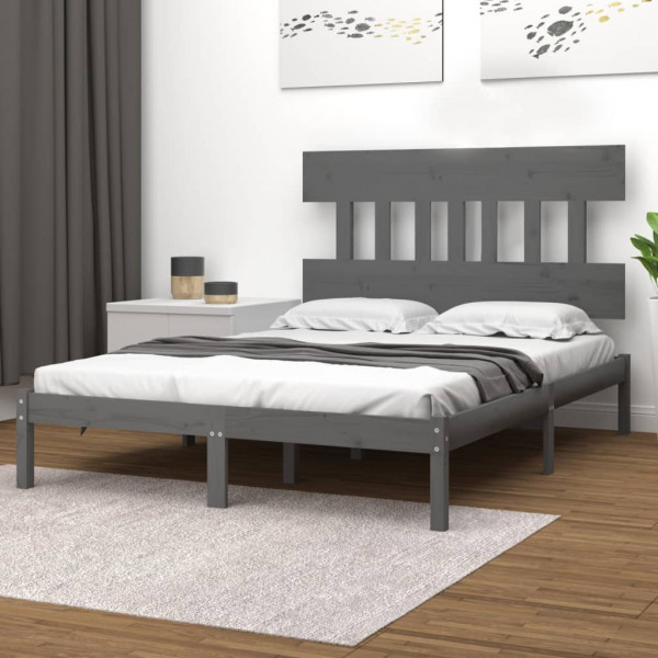 Estrutura de cama de madeira maciça cinza 120x200 cm D