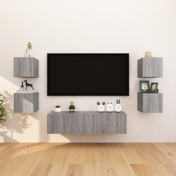 Mobiliário para TV de parede 8 vds cinza Sonoma 30.5x30x30 cm D