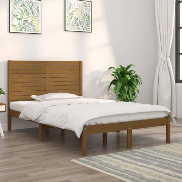 Estructura de cama madera maciza marrón miel 140x19macizo cm D