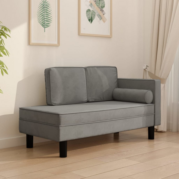 Sofá sofá com almofadas e almofada de cabeça veludo cinza claro D
