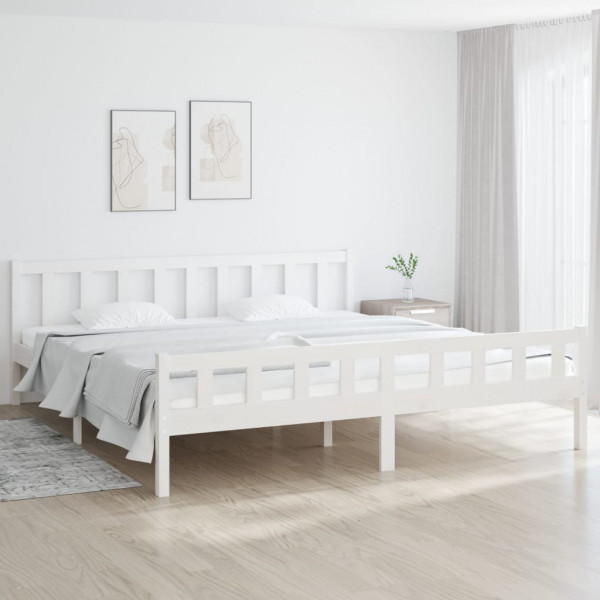 Estrutura de cama de madeira branca maciça 160x200 cm D