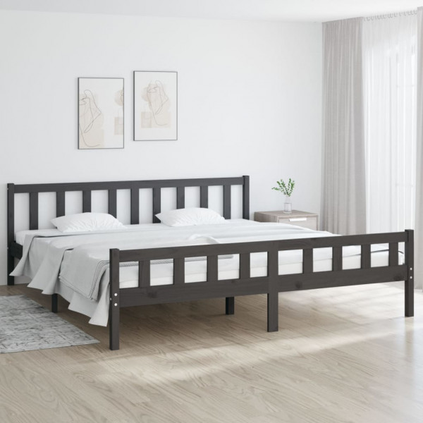 Estrutura de cama em madeira maciça cinza Super King 180x200 cm D