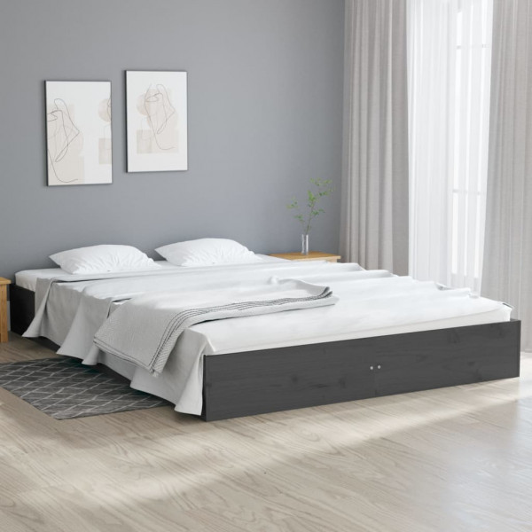 Estructura de cama madera maciza gris king size 150x200 cm D