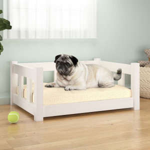 Cama de cão madeira maciça de pinho branco 65.5x50.5x28 cm D