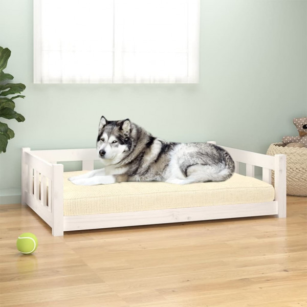 Cama para cachorro em madeira maciça de pinho branco 105,5x75,5x28 cm D