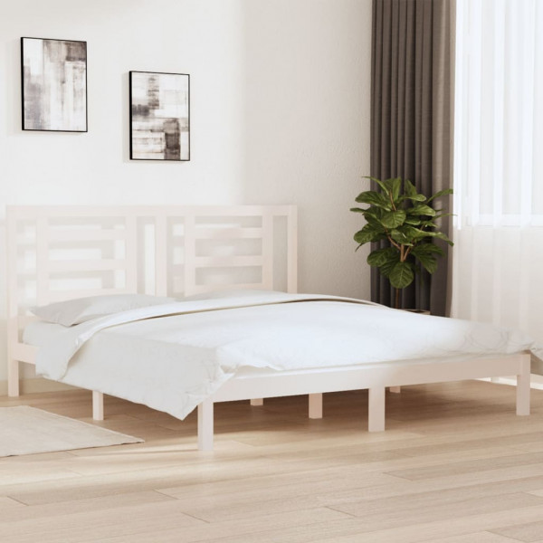 Estructura de cama madera maciza super king blanca 180x200 cm D