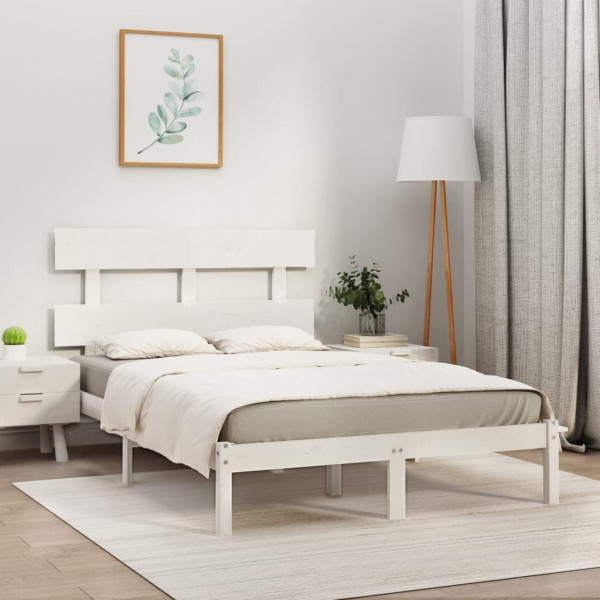 Estructura de cama madera maciza blanco 200x200 cm D