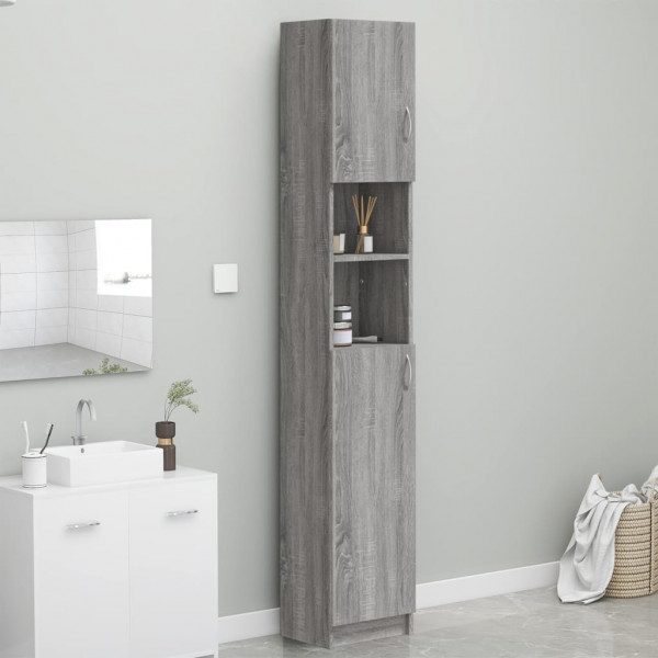 Armario de baño madera contrachapada gris Sonoma 32x25.5x190 cm D