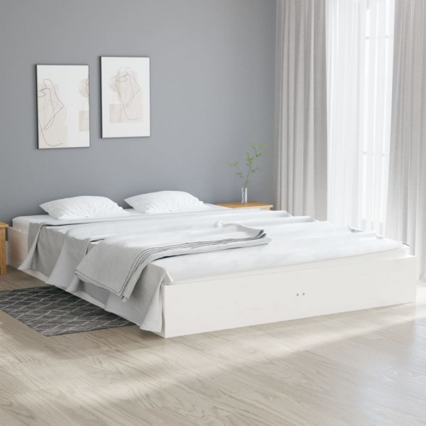 Estructura de cama Super King madera maciza blanco 180x200 cm D