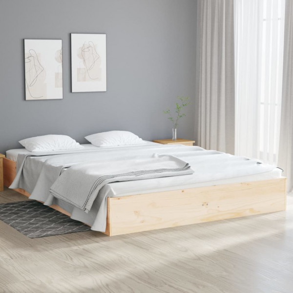 Estructura de cama doble pequeña madera maciza 120x190 cm D