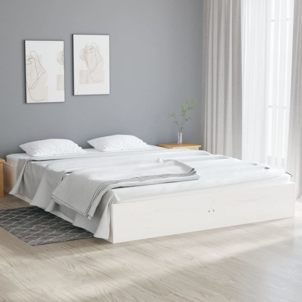 Estrutura de cama de casal pequena madeira maciça branca 120x190cm D