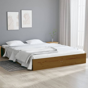 Estructura de cama Marco de Cama Somier de Cama doble pequeña madera pino  marrón 120x190 cm