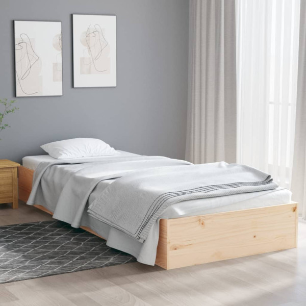 Estrutura de cama individual madeira maciça 90x190 cm D