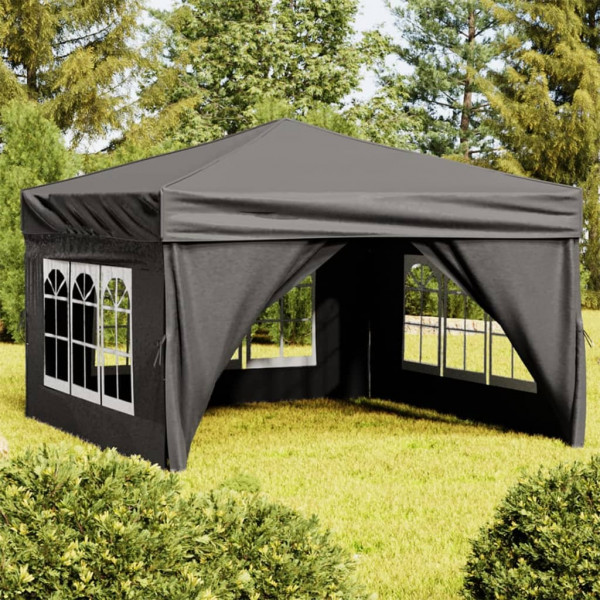 Carpa de fiesta plegable con paredes laterales antracita 3x3 m D