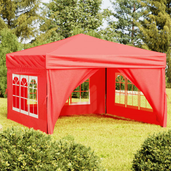 Carpa para fiestas plegable con paredes laterales rojo 3x3 m D