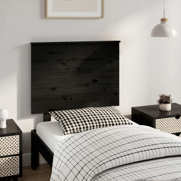 Cabeça de cama madeira maciça de pinho preto 79x6x82.5 cm D