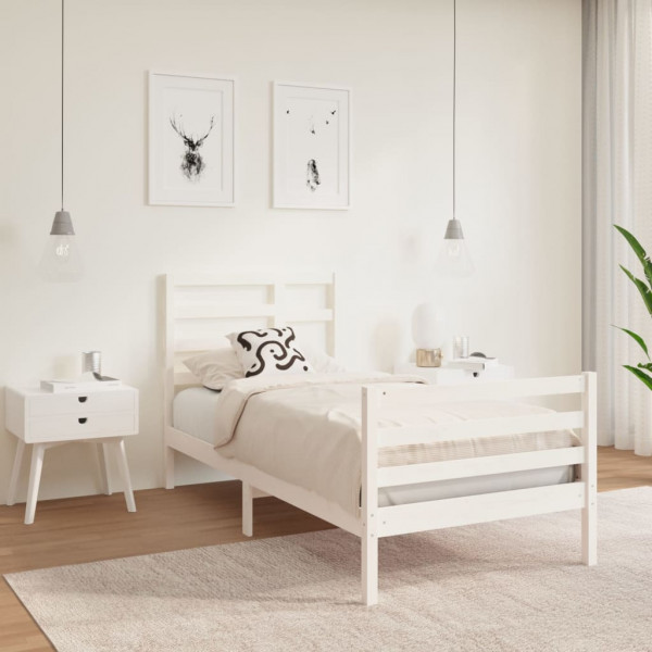 Estrutura de cama individual de madeira branca 90x190 cm D