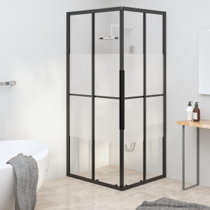 Cabine de duche ESG semi-fosa preta 90x70x180 cm D