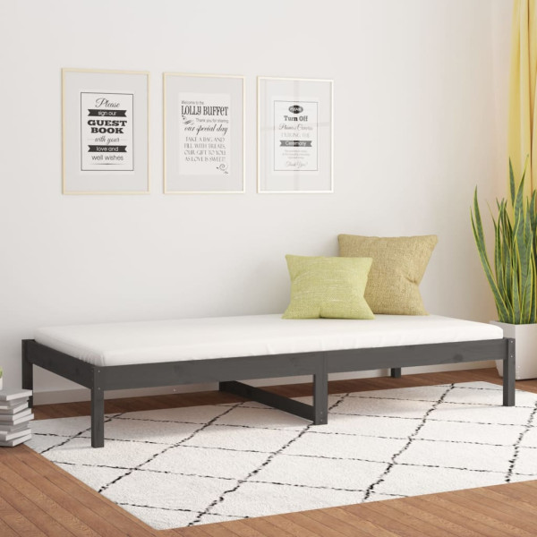 Sofá cama de madera maciza de pino gris 90x190 cm D