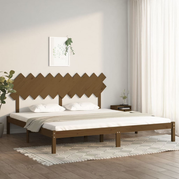 Estructura de cama madera maciza de pino marrón miel 200x200 cm D