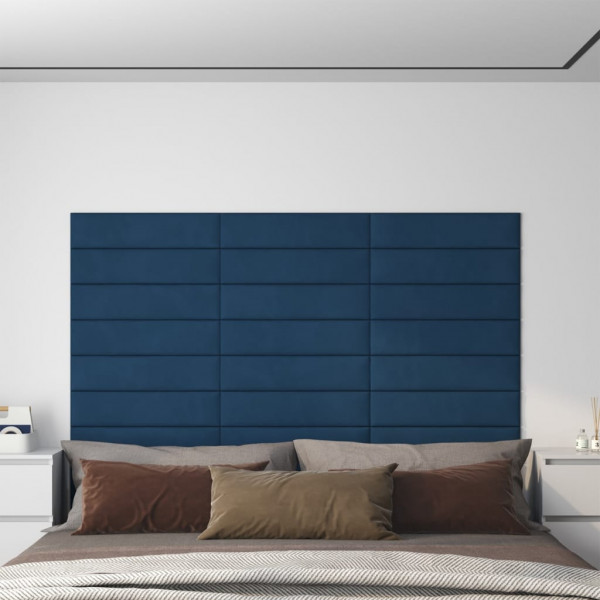 Paneles de pared 12 uds terciopelo azul 60x15 cm 1.08 m² D