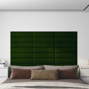 Paneles de pared 12 uds terciopelo verde oscuro 60x15 cm 1.08m² D