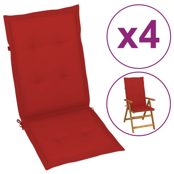 Cushion cadeira de jardim de apoio alto 4 pés tela vermelha 120x50x3 cm D