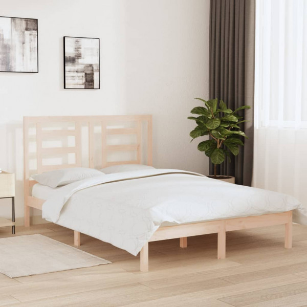 Estructura de cama madera maciza de pino 140x190 cm D