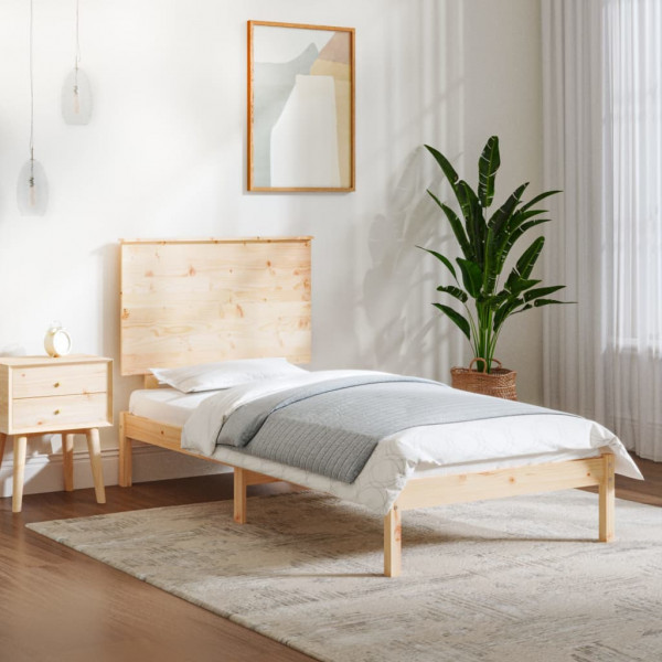 Estrutura de cama individual pequena em madeira maciça 75x190 cm D