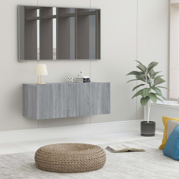 Mueble para TV madera contrachapada gris Sonoma 80x30x30 cm D