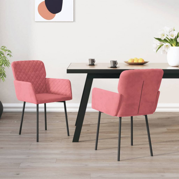 Cadeiras de jantar 2 unidades veludo rosa D