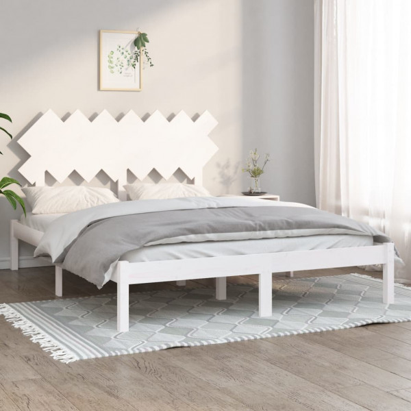 Estrutura de cama dupla de madeira maciça branca 140x190 cm D